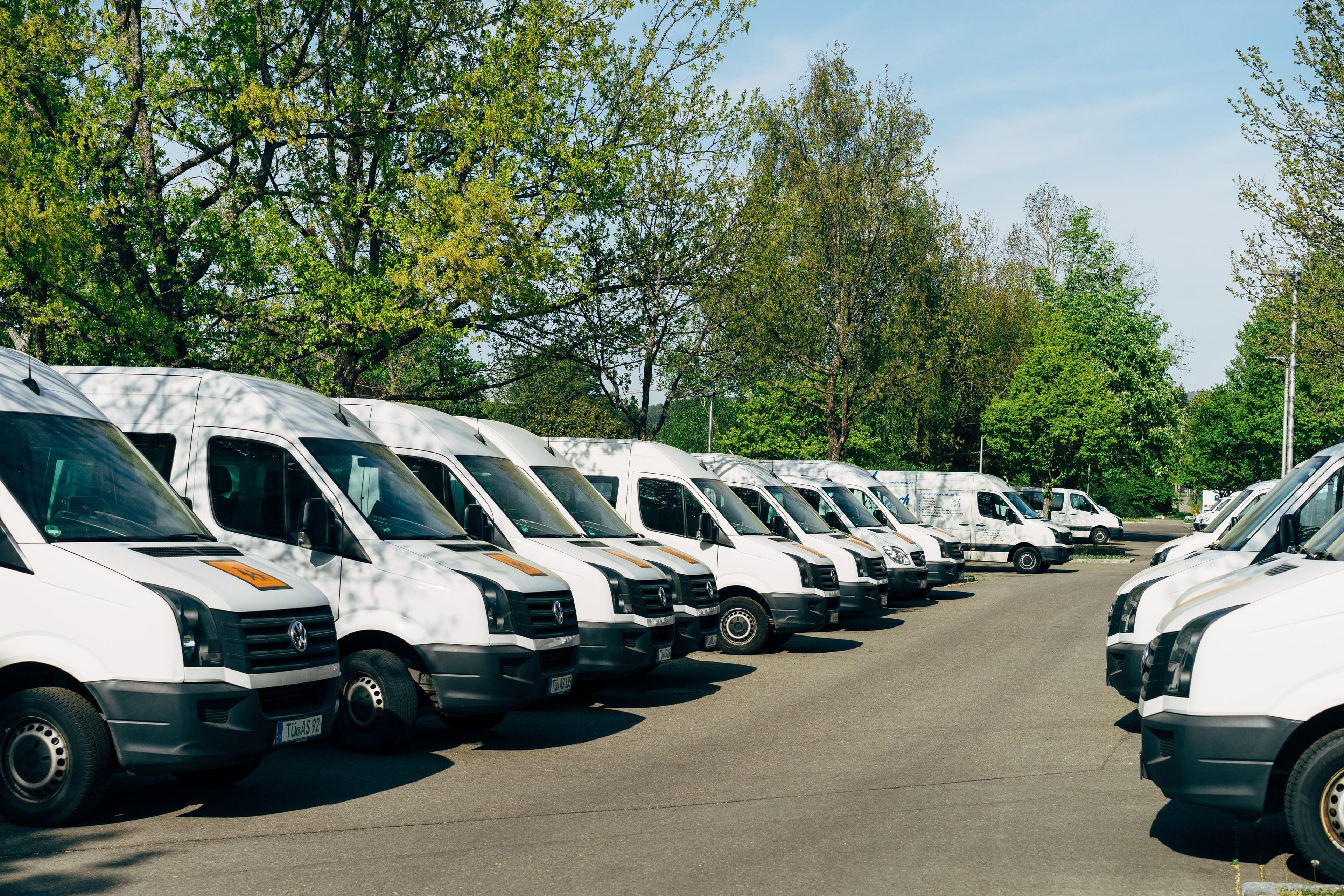 Meerdere busjes op parkeerplaats